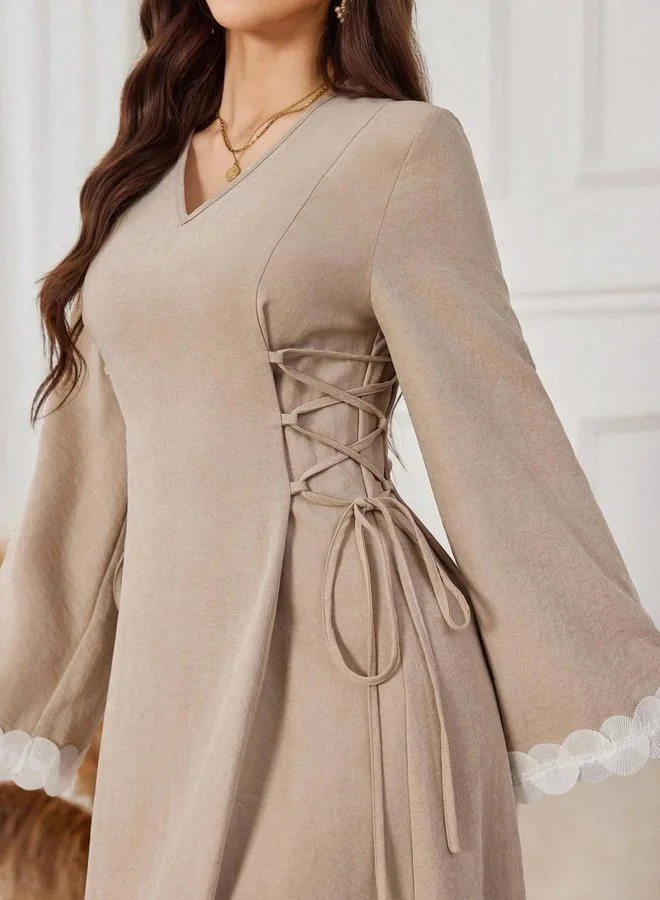 Take Two beige Women Beige Waist Tie Maxi Dress for Women | Best Price UAE